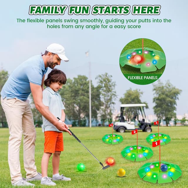 Detalle 2 de VATOS Light Up Golf Putting Game Set with 4 LED Holes and Extendable Putter