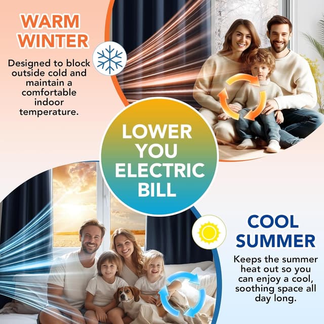 Thumbnail 4 de Deconovo 280x160 Rideau occultant bleu marine