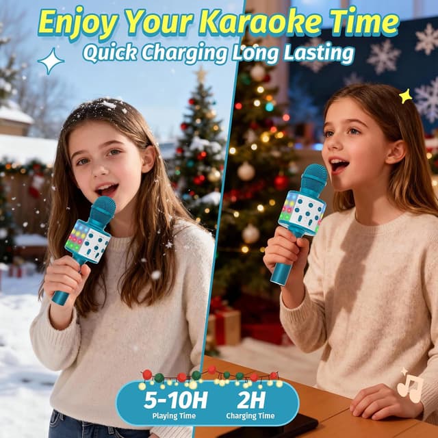 Thumbnail 6 de Fede Karaoke Mikrofon: drahtloses Bluetooth-Mikrofon mit Lautsprecher und LED-Licht