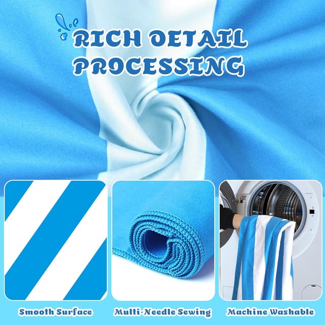 Detalle de Anavasi Microfibre Beach Towels for Adults (2 Pack) 180 x 90 cm with Drawstring Bag – Quick Dry, Sand Free