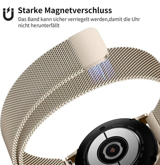 Detalle 1 de LYYLTX Edelstahl Mesh Uhrenarmband mit Magnetverschluss – Ersatzband für Smartwatch & klassische Uhren
