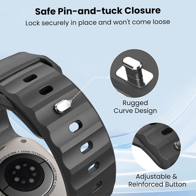 Detalle 2 de TiMOVO 6 Pack Sport Strap for Apple Watch Ultra & Series (water-resistant silicone, 27 mm wide)