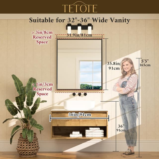 Thumbnail 6 de TETOTE Brushed Nickel 32" x 36" Vanity Mirror 🪞