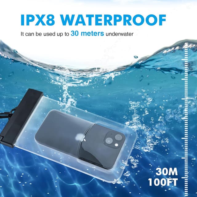 Detalle de GRIFEMA GH01, 2 custodie impermeabili IPX8 per smartphone fino a 8,2" (Nero)