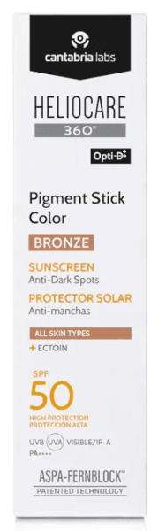 Detalle 2 de Heliocare Pigment Color Stick Bronze (Cantabria Labs) SPF 50 en stick, pack de 3
