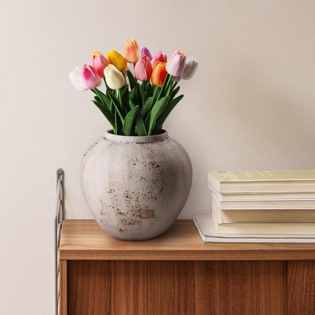 Detalle 2 de DBBCMEW Artificial Tulips (18pcs) – Multicolour faux tulip stems for wedding, DIY and home décor (NO vase)