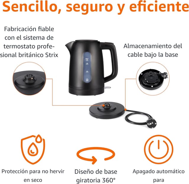 Thumbnail 2 de Amazon Basics Hervidor 1,7 L 2200 W, negro