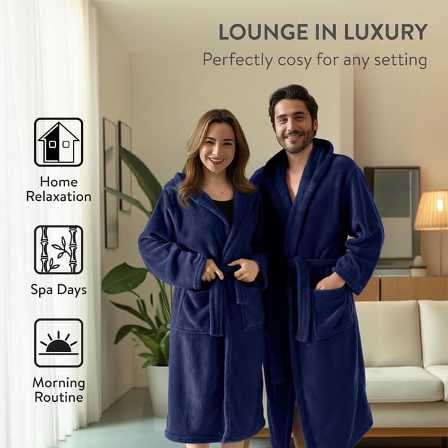 Thumbnail 4 de HOMELEVEL Robe de chambre polaire longue