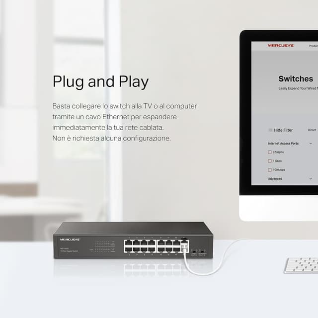 Thumbnail 6 de Mercusys MS116GS switch Gigabit 16 porte per rete cablata 🖧