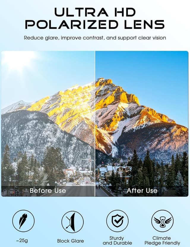 Detalle de ATTCL Polarised Sports Sunglasses for Men with UV400 Protection (Wrap Around, Lightweight 20g)