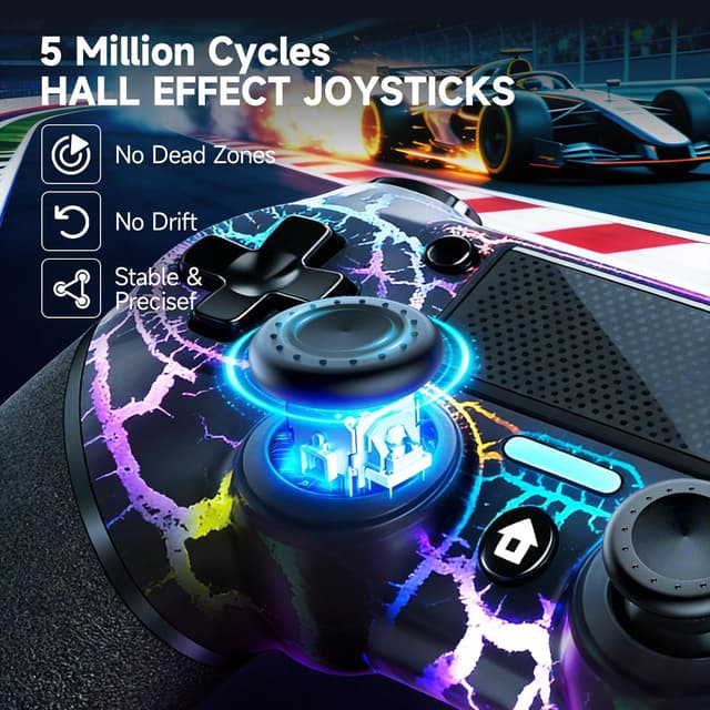 Detalle 2 de AceGamer 2-Pack Wireless PS4 Controller (Hall Effect Joysticks, Back Buttons, RGB, Turbo, 3.5mm Audio Jack)