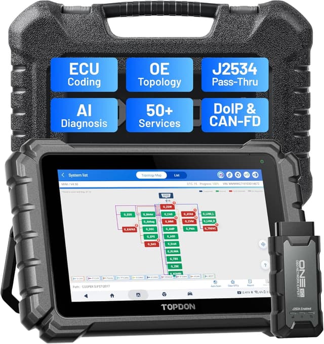 Detalle de TOPDON ONE 10.1" Bidirectional Car Diagnostic Tool (J2534 Pass-Thru) with ECU Coding, TopFix AI & Full System OBD2 Scanning