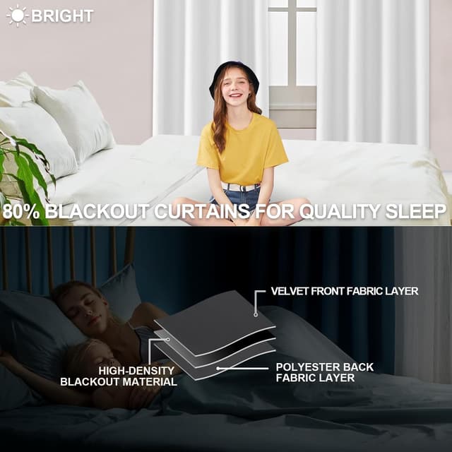 Detalle de Ystyle Rideau occultant imperméable isolant thermique et phonique (lot de 2) 140 x 260 cm, blanc