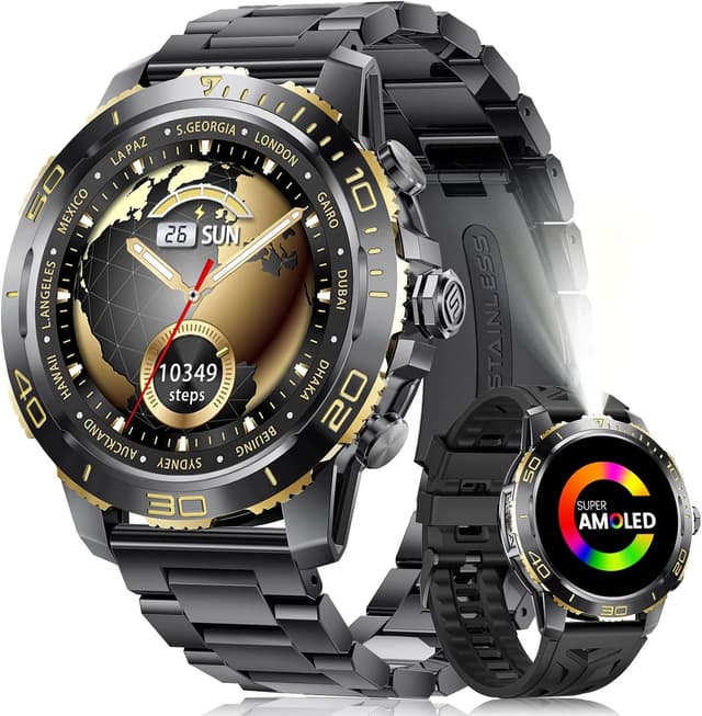 Detalle de CHOOSETIME Montre connectée homme 1,43" AMOLED 800 mAh – appels Bluetooth, sport & suivi santé (IP68)