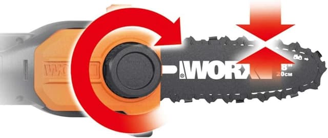 Detalle de WORX 2 in 1 18V (20V MAX) Combo Set: tagliasiepi telescopico da 45 cm e motosega da 20 cm WG908E con PowerShare