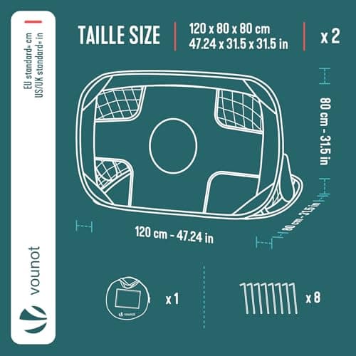 Thumbnail 2 de VOUNOT 2 porterías plegables 120×80×80 cm