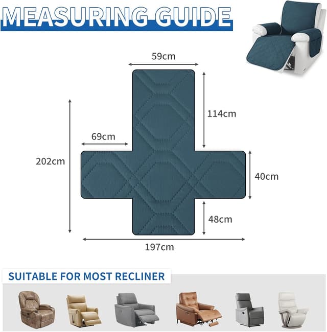 Thumbnail 2 de YSTELLAA Copripoltrona 1 posto impermeabile per relax reclinabile con braccioli, verde scuro