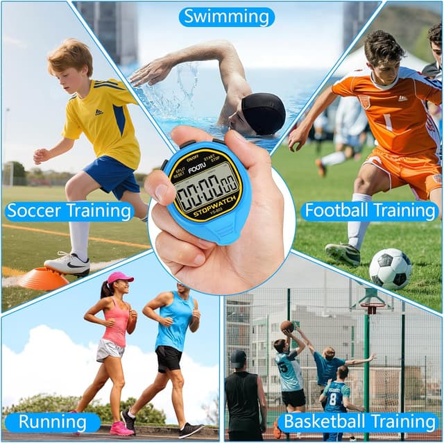 Thumbnail 6 de FCXJTU digitale wasserdichte Stoppuhr (IPX7) für Schwimmtraining – geräuschlos, großes Display