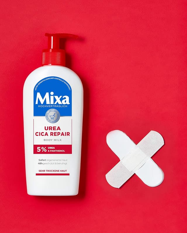 Detalle de Mixa Urea Cica Repair Body Milk – beruhigende Körpermilch mit 5 % Urea & Panthenol, 250 ml (2er Pack)