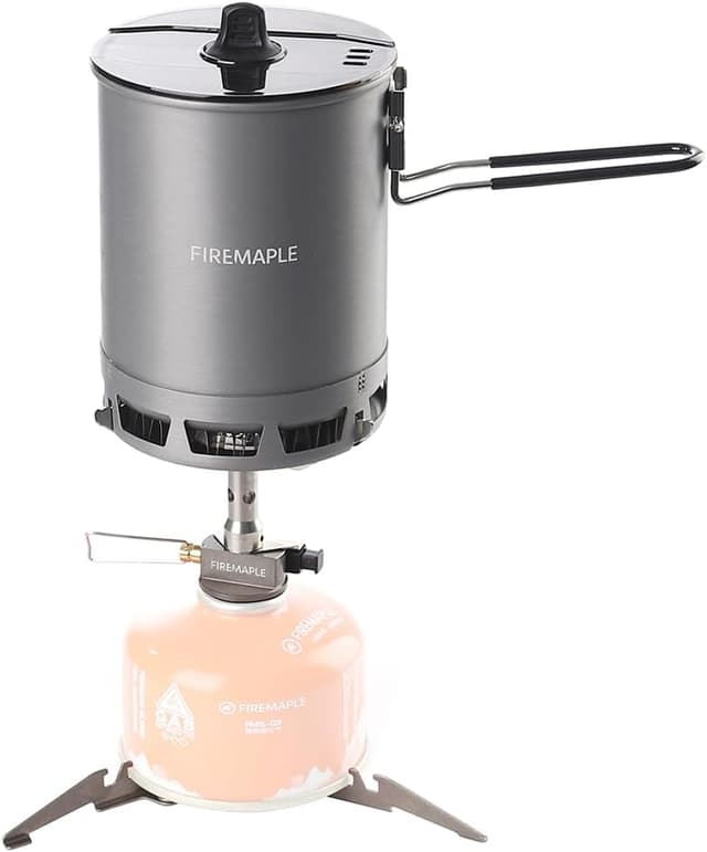 Detalle de Fire-Maple Petrel ultralight camping cookware set (0.6L pot, lid, stove & titanium stand)
