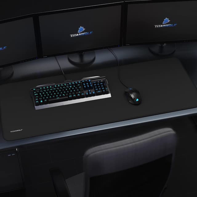 Detalle de TITANWOLF Gaming-Mauspad in Übergröße (100 x 40 cm) – Stoffunterlage mit rutschfester Gummierung, schwarz