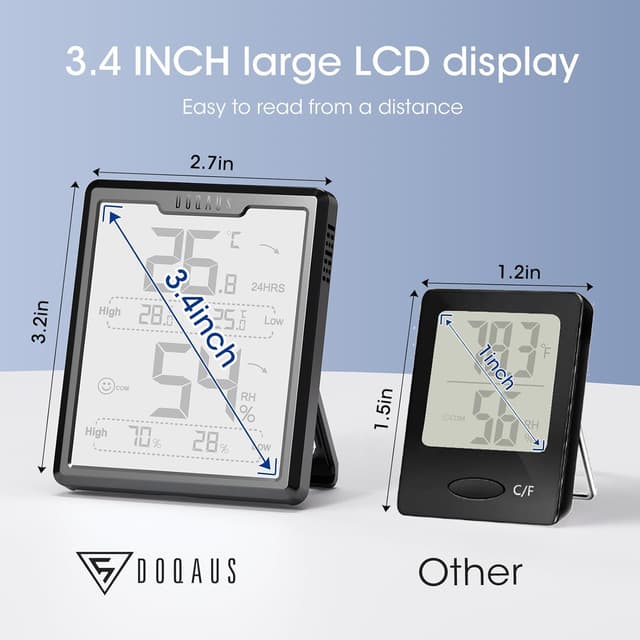 Thumbnail 3 de DOQAUS Room Thermometer Hygrometer 3.4-inch