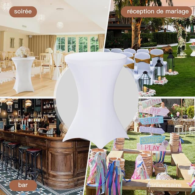 Detalle de SUKAIKEQA dehnbare elastische Tischdecke für runde Tische (70 × 75 cm, weiß)