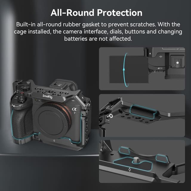 Detalle de SmallRig HawkLock 3667C Schnellwechsel-Vollkäfig für Sony Alpha 7R V / A7 IV / A7S III / A1 / A7R IV / A7 V