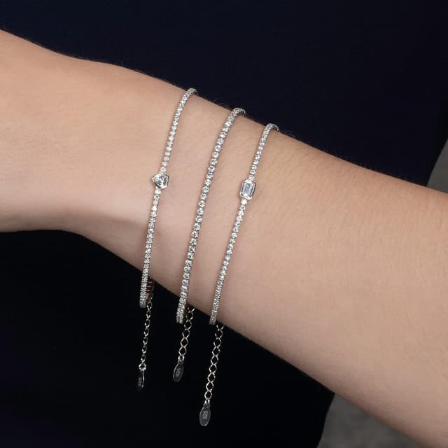 Detalle de namana Bracciale Tennis in argento 925 con zirconi tondi e baguette