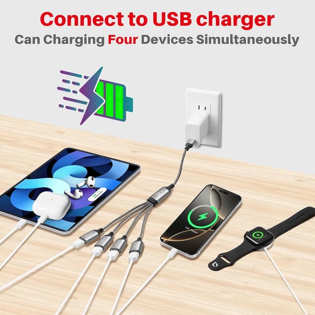 Detalle de Mygatti USB-Splitterkabel 4-fach (USB-A auf 4x USB-A), 0,3 m – USB-2.0 Multiport Adapter