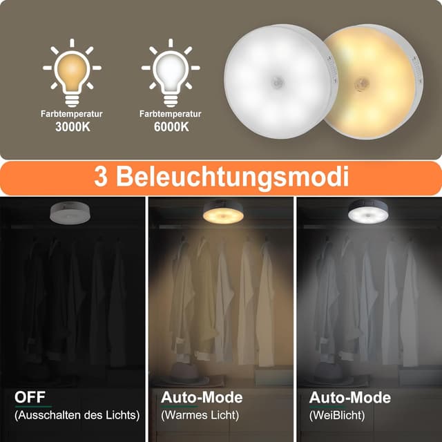 Detalle 2 de DSLebeen Nachtlicht mit Bewegungsmelder 6er Set