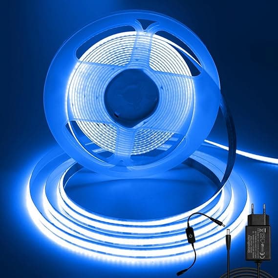 Detalle de ShineBurky COB Tira LED 12V Azul 🌟 Decoración Flexible Interior Exterior