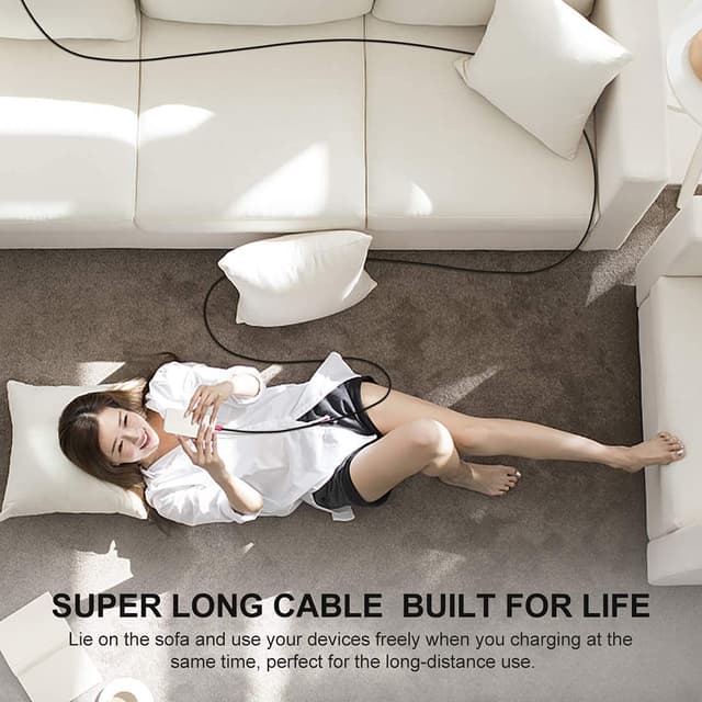 Detalle 2 de CLEEFUN 6m (20ft) USB-A to USB-C extra-long cable with QC 3.0 fast charging