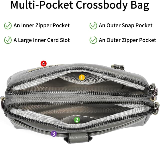 Detalle de GAEKEAO small genuine leather crossbody bag with detachable wristlet strap