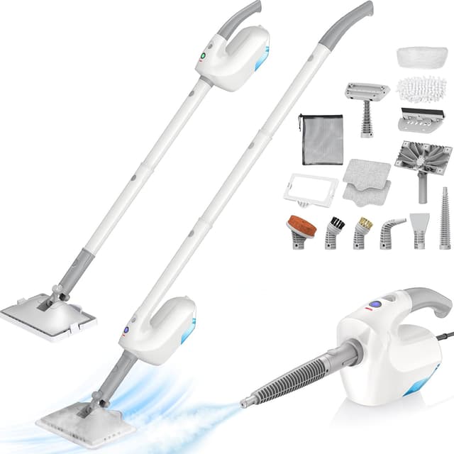 Detalle de Upgraded steam mop with detachable handheld steamer (10-in-1) PureSwirlz, 350ml tank, 10s heat-up