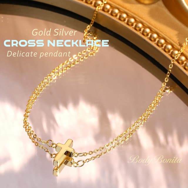 Detalle 2 de BodyBonita Kreuzkette Damen 16 Zoll
