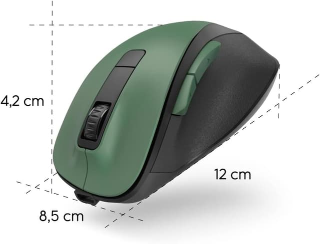 Detalle de Hama MW-500 Recharge ergonomic wireless mouse (2.4 GHz, 6 buttons, 800/1200/1600 dpi) – Forest