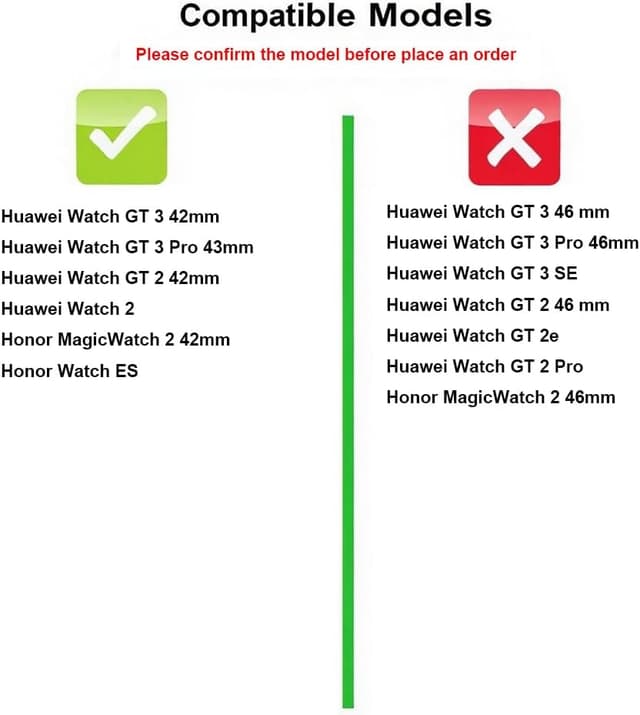 Detalle 2 de BYISYUE Silicone Replacement Band (20mm) for Huawei Watch GT 3 42mm/GT 3 Pro 43mm, GT 2 42mm & Honor Watch ES