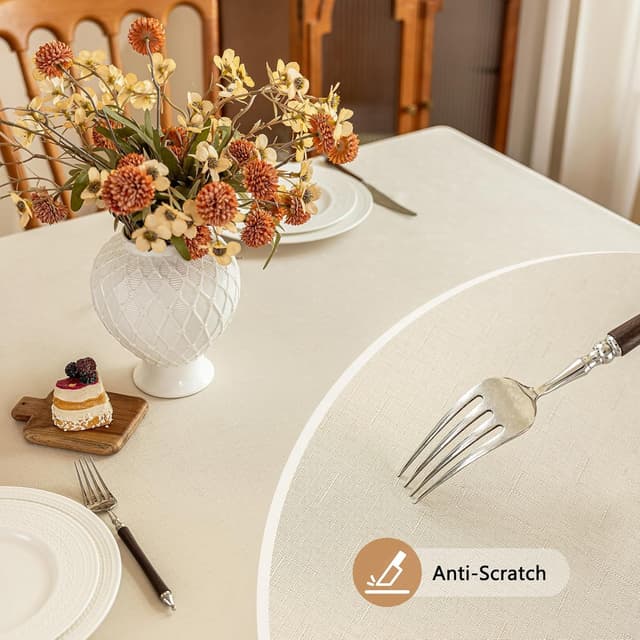 Detalle de Seenus Beige Long Table Cloth (60 x 120 in) for Rectangular 8-Foot Tables