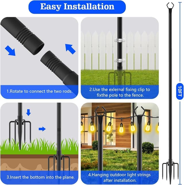 Detalle de HoldOneLight 4 Pack string light poles