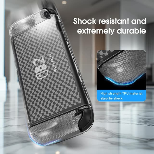 Thumbnail 5 de HEYSTOP Carcasa para Nintendo Switch 2, Funda Protectora Transparente de TPU Suave Acoplable para Nintendo Switch 2 Joycon Grips con Protector de Pantalla de Vidrio Templado y 6 Tapas para Joysticks