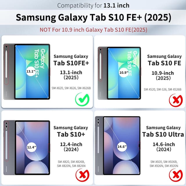 Detalle 2 de EasyAcc Schutzhülle für Samsung Galaxy Tab S10 FE+ 13,1 Zoll (SM-X620/SM-X626) mit S-Pen-Halter und Standfunktion – ultra-dünn, Schwarz