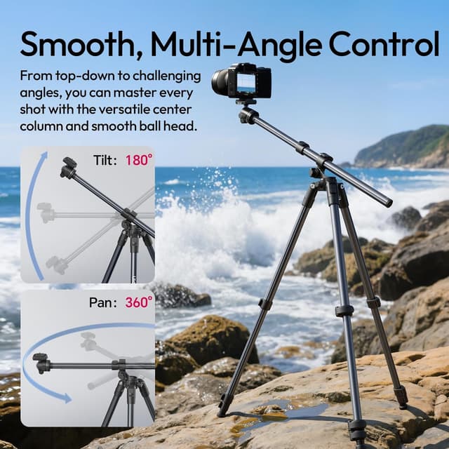 Detalle de ULANZI TT59 175 cm horizontales Kamerastativ mit Uka Schnellwechselplatte und 360° Panorama-Kugelkopf