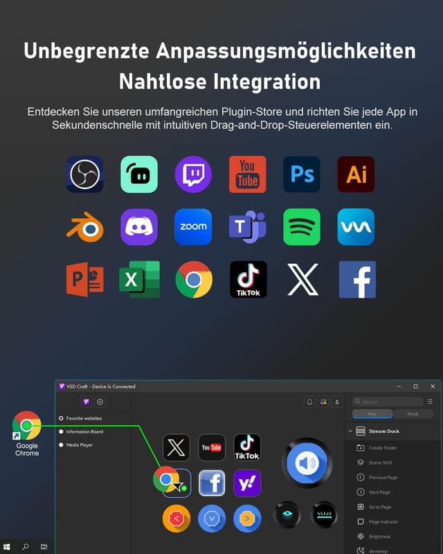 Detalle de Basicolor N3 Stream Controller Deck con 6 tasti macro LCD, 3 manopole e pulsanti per cambio scena
