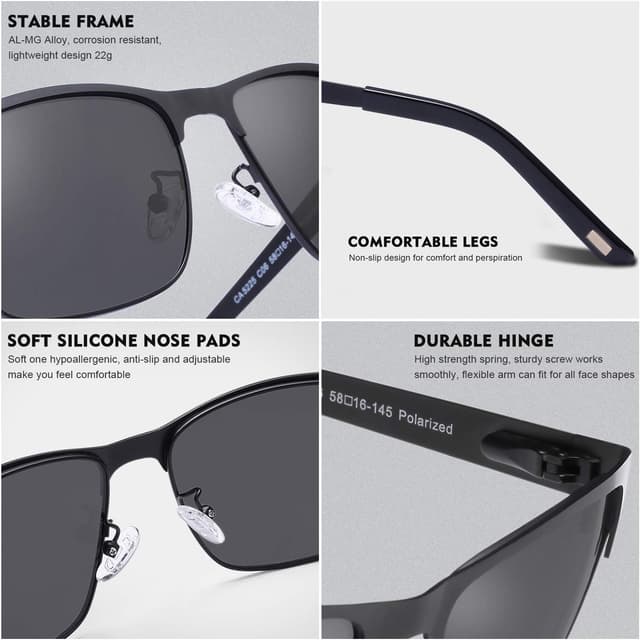 Thumbnail 4 de CARFIA Polarisierte Herren Sonnenbrille Metallrahmen UV400