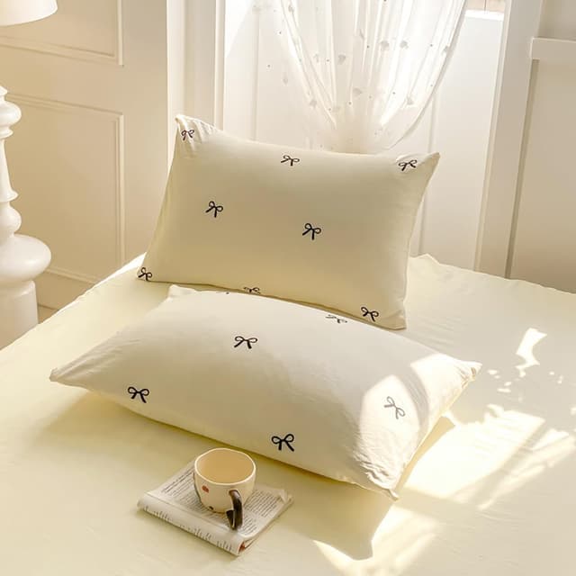 Thumbnail 6 de Parure de lit adulte Covebett réversible 220x240 cm blanc et jaune nœud papillon avec fermeture éclair