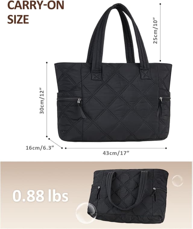 Detalle 2 de Prite Quilted Tote Bag for Women (Large Puffer) with Laptop Padded Compartment