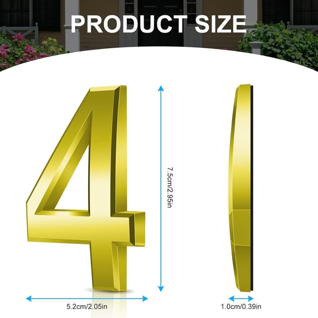 Thumbnail 1 de Vicloon Numero Civico targa 3D ABS oro 7,5 cm