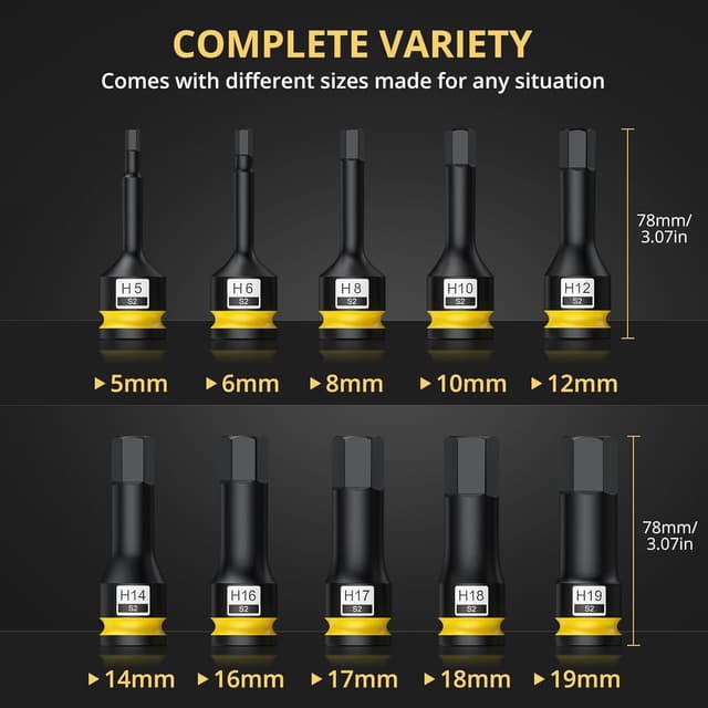 Thumbnail 2 de AMTOVL Impact Hex Bit Socket Set 1/2 Drive