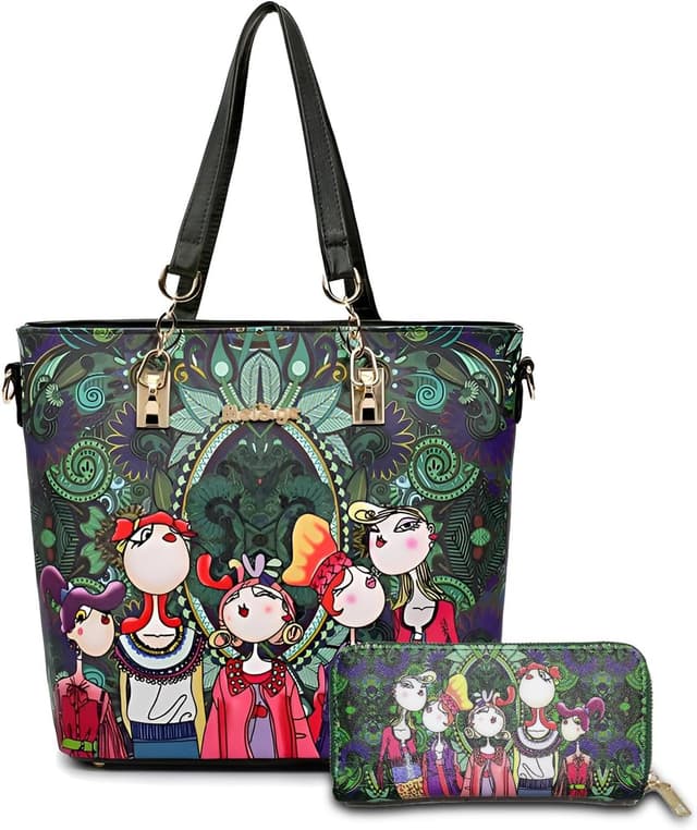 Detalle de DEERWORD Femme Sac à bandoulière 5706 (ensemble 2 pièces) en PU cuir